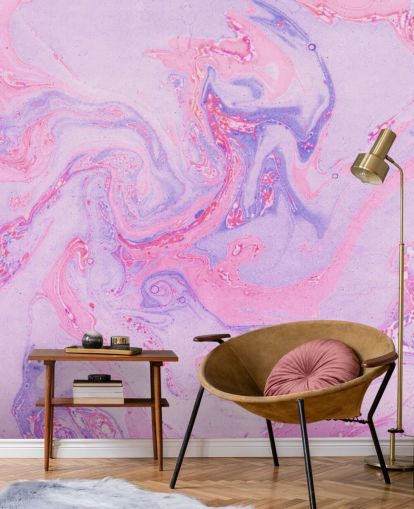 Papier peint en marbre rose et violet