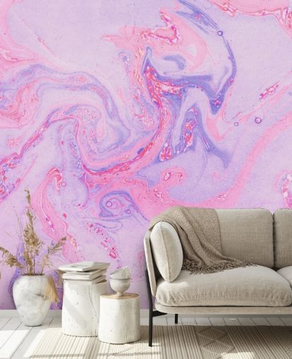 Carta da parati con marmo rosa e viola