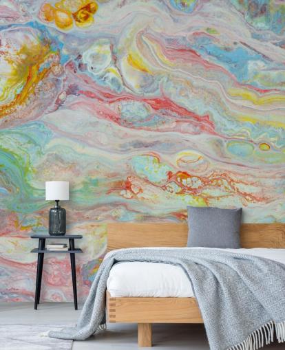 papier peint en marbre arc-en-ciel appelé Marbre multicolore pour les chambres et les salons