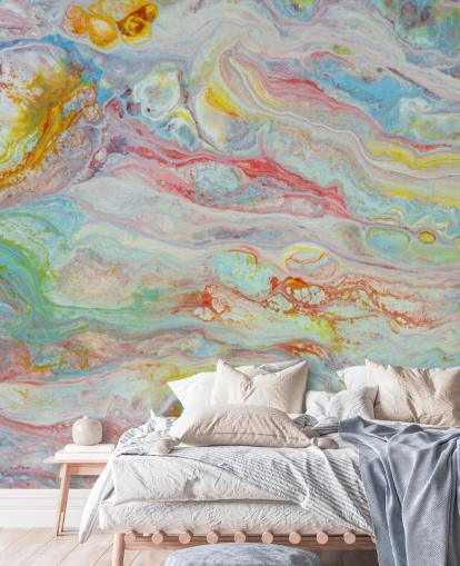 Rainbow Coloured Marble Wallpaper