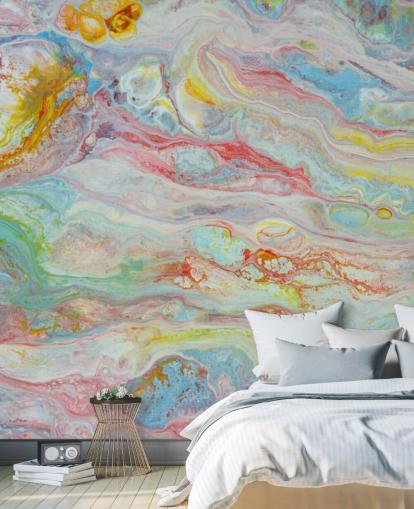 rainbow marble wallpaper mural called Multicolour Marble for bedrooms and living rooms
