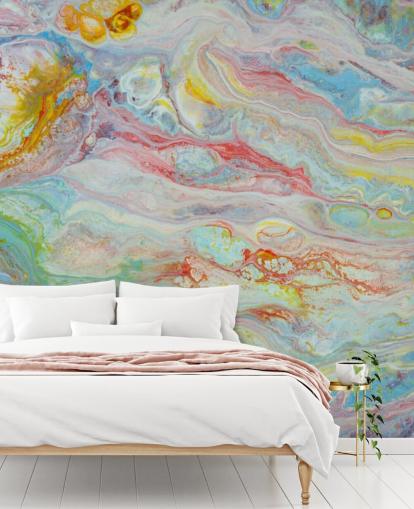 rainbow marble wallpaper mural called Multicolour Marble for bedrooms and living rooms
