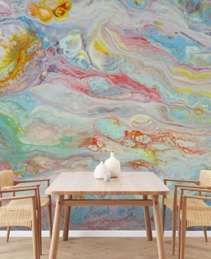 rainbow marble wallpaper mural called Multicolor Marble for bedrooms and living rooms