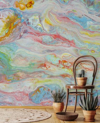 rainbow marble wallpaper mural called Multicolor Marble for bedrooms and living rooms