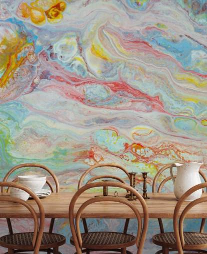 carta da parati murale in marmo arcobaleno chiamato Multicolour Marble per camere da letto e salotti
