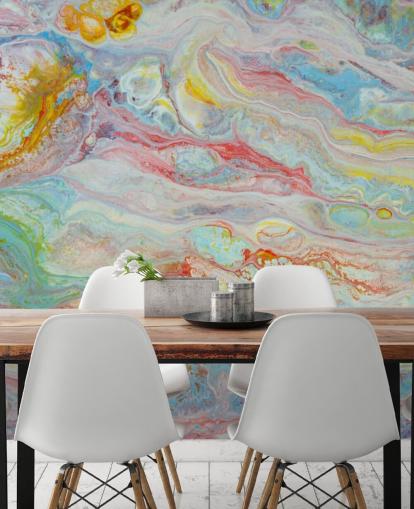 Rainbow Coloured Marble Wallpaper