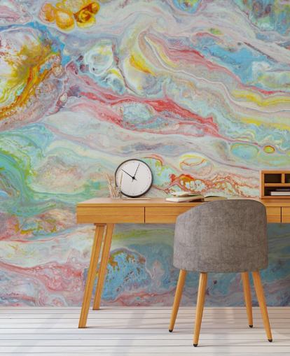 carta da parati murale in marmo arcobaleno chiamato Multicolour Marble per camere da letto e salotti