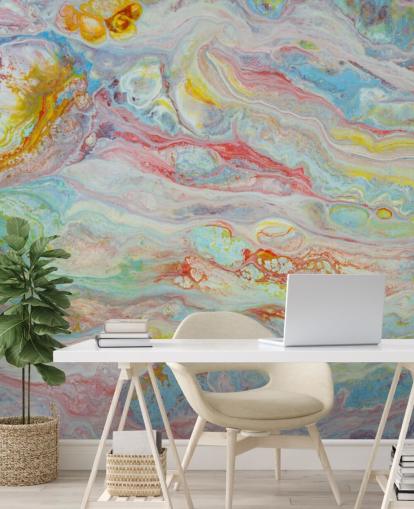 rainbow marble wallpaper mural called Multicolour Marble for bedrooms and living rooms