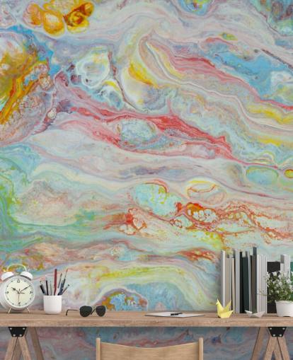 rainbow marble wallpaper mural called Multicolor Marble for bedrooms and living rooms