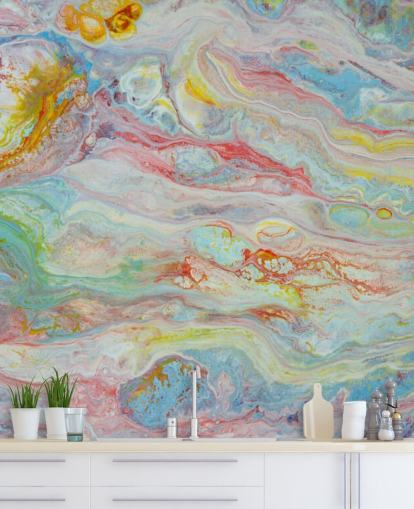 rainbow marble wallpaper mural called Multicolour Marble for bedrooms and living rooms