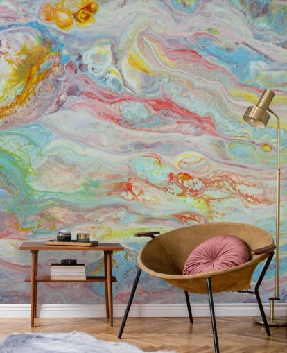 rainbow marble wallpaper mural called Multicolor Marble for bedrooms and living rooms