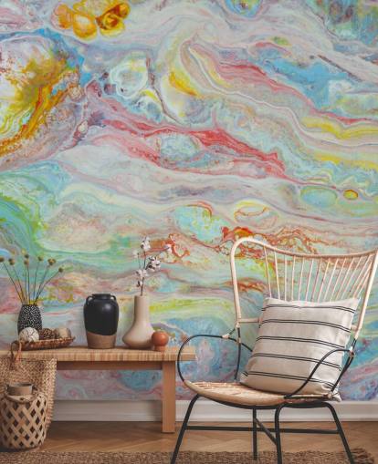 Tapeten-Wandbild aus Regenbogenmarmor namens Multicolour Marble für Schlafzimmer und Wohnzimmer