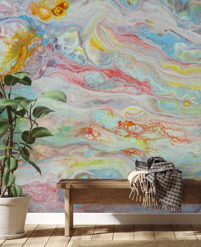 rainbow marble wallpaper mural called Multicolour Marble for bedrooms and living rooms