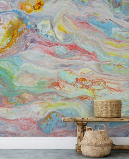 rainbow marble wallpaper mural called Multicolour Marble for bedrooms and living rooms