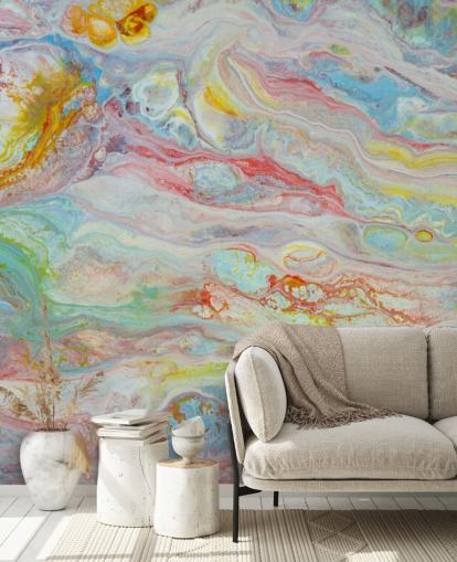 Tapeten-Wandbild aus Regenbogenmarmor namens Multicolour Marble für Schlafzimmer und Wohnzimmer Tapeten-Wandbild aus Regenbogenmarmor namens Multicolour Marble für Schlafzimmer und Wohnzimmer
