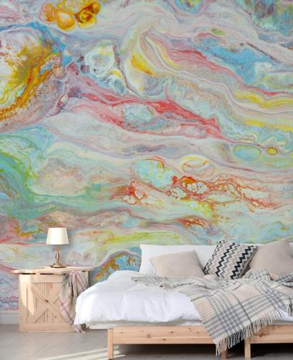 rainbow marble wallpaper mural called Multicolor Marble for bedrooms and living rooms