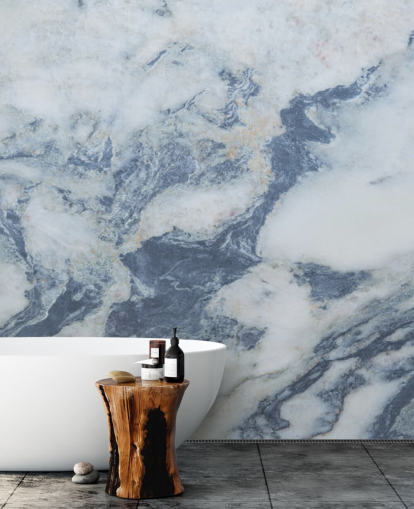 blå tilpassbar marmor tapet veggmaleri kalt Blue Marble Effect for kjøkken og bad