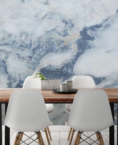 blå tilpasselig marmor tapet vægmaleri kaldet Blue Marble Effect til køkkener og badeværelser