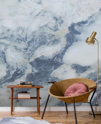 blauwe aanpasbare marmeren behangmuurschildering genaamd Blue Marble Effect voor keukens en badkamers blauwe aanpasbare marmeren behangmuurschildering genaamd Blue Marble Effect voor keukens en badkamers