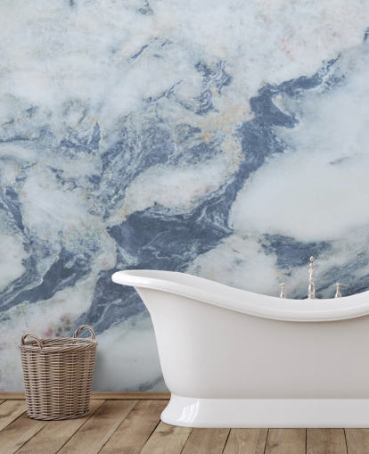 blaue, personalisierbare Marmortapete namens Blue Marble Effect für Küchen und Badezimmer