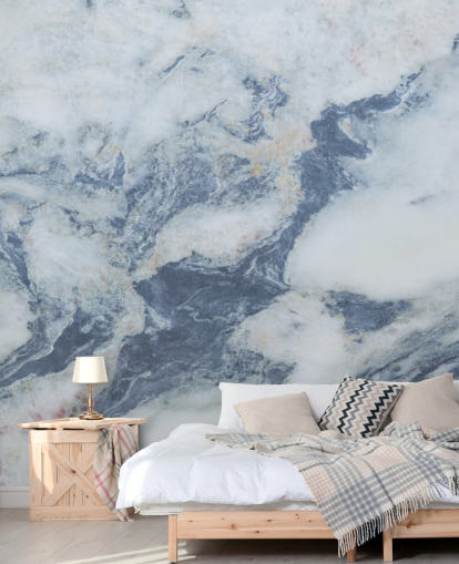 carta da parati murale in marmo blu personalizzabile chiamata Blue Marble Effect per cucine e bagni