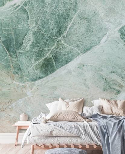 green and white marble effect wallpaper mural called Marble Greens for bedrooms, living rooms and bathrooms