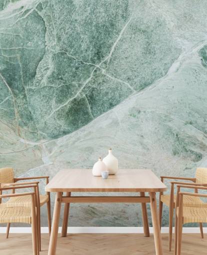 green and white marble effect wallpaper mural called Marble Greens for bedrooms, living rooms and bathrooms