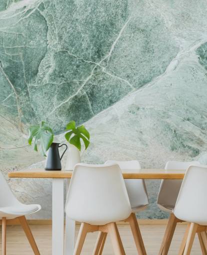 green and white marble effect wallpaper mural called Marble Greens for bedrooms, living rooms and bathrooms
