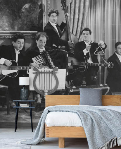 Vintage sort og hvid foto af Band Baggrund