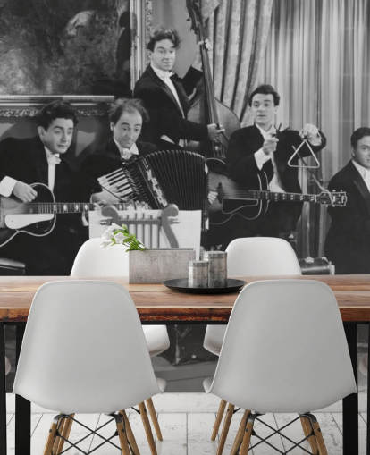 Papel pintado vintage con foto de banda en blanco y negro Papel pintado vintage con foto de banda en blanco y negro