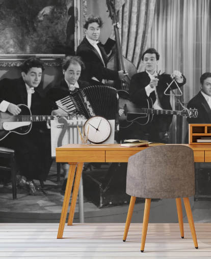 Vintage Black and White Photo of Band Wallpaper