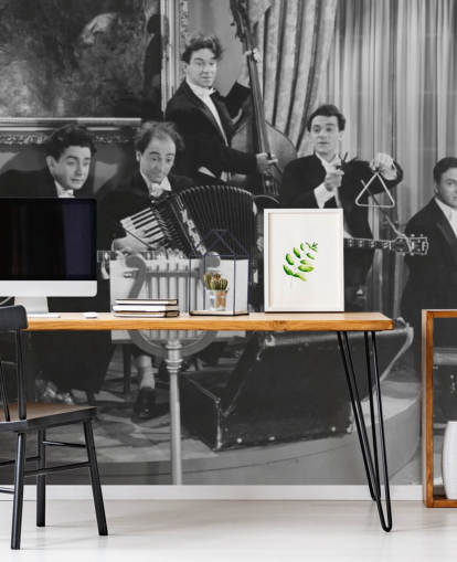 Foto vintage em preto e branco do papel de parede da banda