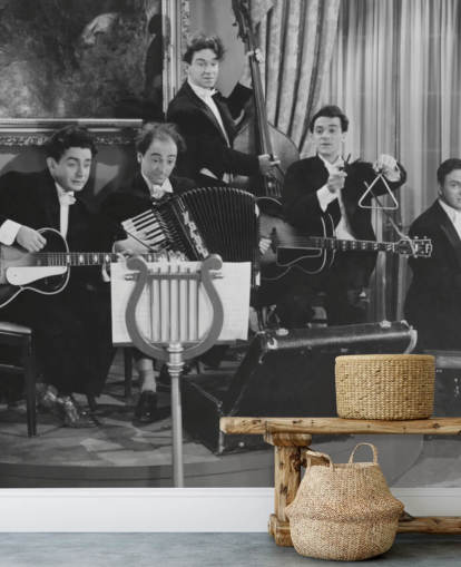 Vintage sort og hvid foto af Band Baggrund