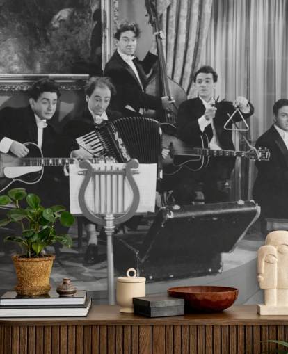 Vintage sort og hvid foto af Band Baggrund