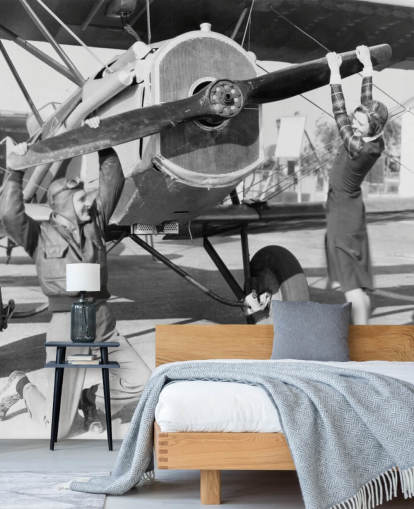 Par Leger med en propel på et fly vægmaleri Par Leger med en propel på et fly vægmaleri