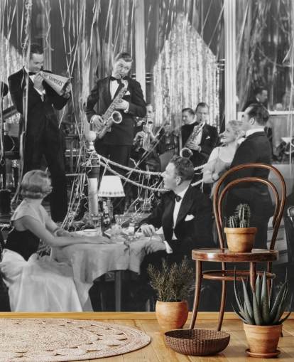 Schwarz-Weiß-Foto von Bandtapete