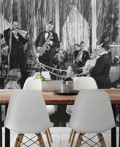 foto en blanco y negro de papel tapiz de banda