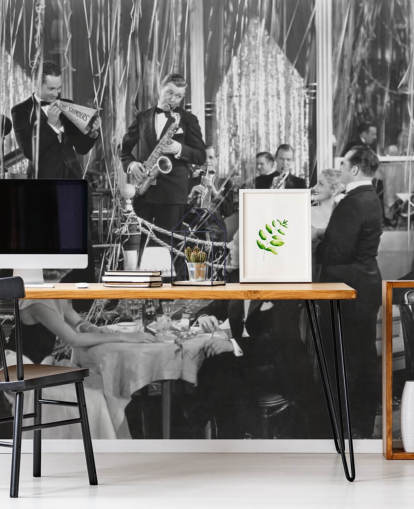 zwart-wit foto van bandbehang