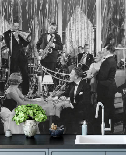 Schwarz-Weiß-Foto von Bandtapete