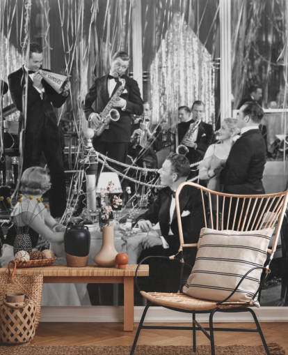 Schwarz-Weiß-Foto von Bandtapete