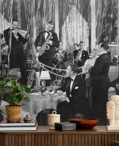 Schwarz-Weiß-Foto von Bandtapete