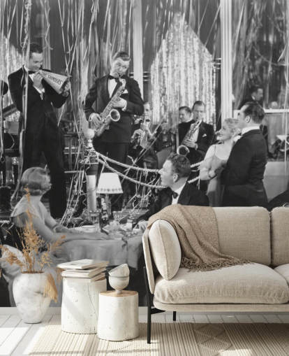 foto en blanco y negro de papel tapiz de banda