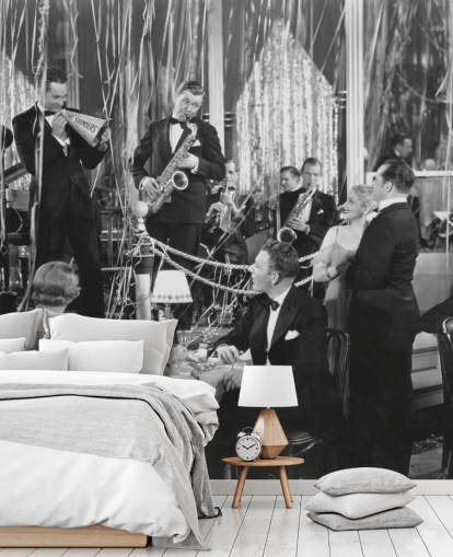 Schwarz-Weiß-Foto von Bandtapete