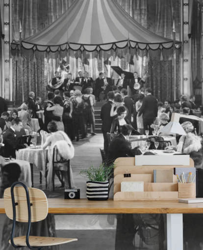 Black and White 1920s Dinner Show Photography Wall Mural