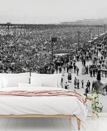 Papier peint vintage en noir et blanc de Coney Island