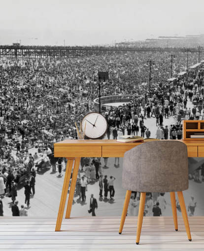 Vintage Schwarzweißfoto von Coney Island Wallpaper Vintage Schwarzweißfoto von Coney Island Wallpaper