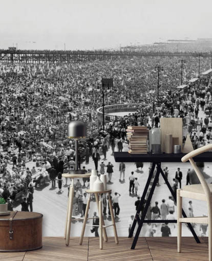 Vintage Schwarzweißfoto von Coney Island Wallpaper