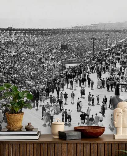 Papel pintado Foto vintage en blanco y negro de Coney Island