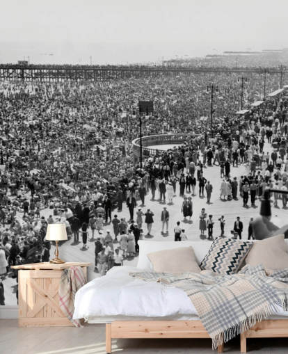 Papel pintado Foto vintage en blanco y negro de Coney Island Papel pintado Foto vintage en blanco y negro de Coney Island