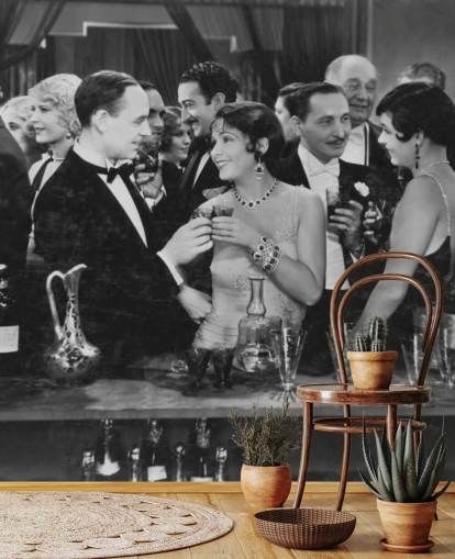 Paar drinken bij Crowded Bar Mural Paar drinken bij Crowded Bar Mural